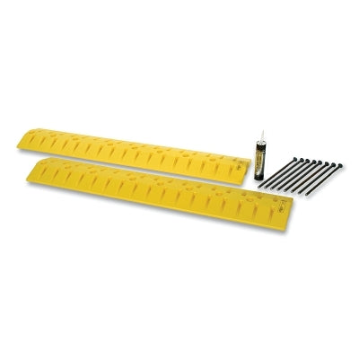 Protector de cable para reductor de velocidad, doble canal, HDPE, 25 cm de ancho x 183 cm de largo x 5 cm de alto, amarillo, incluye kit de anclaje