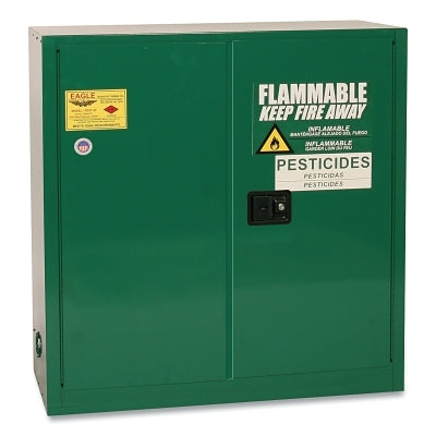 Gabinete de seguridad para pesticidas, estándar 45, puerta de cierre manual, capacidad de 45 galones, verde