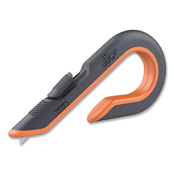Cúter manual, 17,5 cm de largo, hoja retráctil manual, cerámica, mango de plástico, color negro/naranja