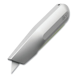 Lock knife, 13/16 in. long, auto-retractable, zirconium oxide, nylon handle, gray/green