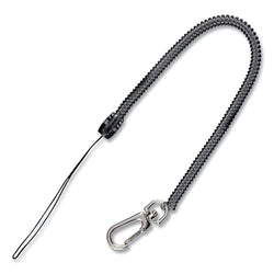 Coiled cord with clip, loop end, swivel clip, black