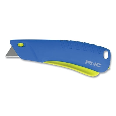 Rebel™ Safety Knife, 5-1/2 inch long, Smart Retractable Blade, Carbon Steel, Plastic Handle, Blue/Teal