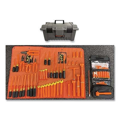 Kit de herramientas para vehículos con aislamiento eléctrico de 1000 V, mango de plástico, color negro/naranja