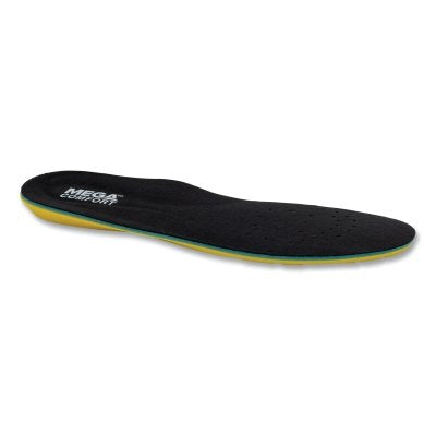 Energysole anti-fatigue insole for men, sizes 12 and 13, double-layer viscoelastic foam, black and yellow