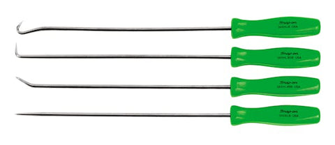 Juego de púas largas con mango de acetato de 4 piezas (verde)