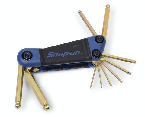 Juego de llaves de bola hexagonales plegables métricas de 10 piezas (1,5-10 mm)