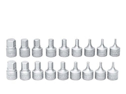 Juego de 18 piezas de dados con puntas hexagonales cortas métricas/SAE con accionamiento de 1/4" (Blue-Point®)