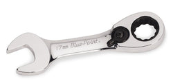 Llave combinada de trinquete corta, 17 mm, 12 puntas, métrica, acodada 15° (Blue-Point®)
