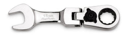 Llave combinada de trinquete con cabeza flexible y caja con compensación de 15°, métrica enana, de 12 puntas y 15 mm (Blue-Point®)