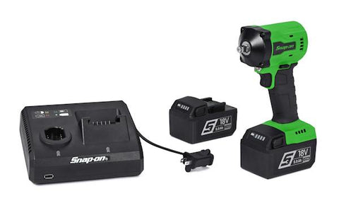 Kit de llave de impacto inalámbrica MonsterLithium Stubby de 18 V con accionamiento de 3/8" (verde)