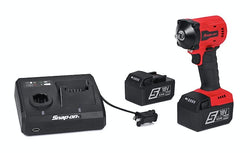 Kit de llave de impacto inalámbrica MonsterLithium Stubby de 18 V con accionamiento de 3/8" (rojo)