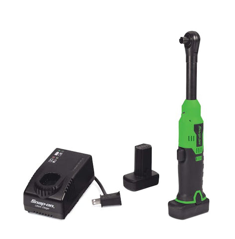 Kit de trinquete inalámbrico de cuello largo y microlitio con accionamiento hexagonal de 14,4 V y 1/4" (verde)