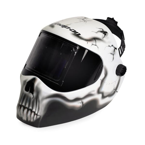 Casco de soldadura ajustable con oscurecimiento automático y función de esmerilado (calavera blanca)