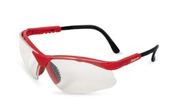 Gafas de seguridad (montura roja/lente transparente)