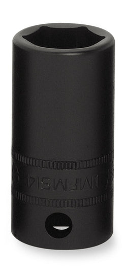 Dado de impacto semiprofundo Flank Drive® de 14 mm, métrico, 6 puntas, con cuadro de 3/8"