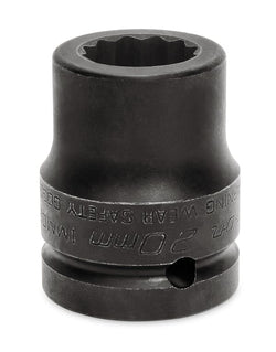 Dado de impacto poco profundo Flank Drive® de 20 mm, métrico, 12 puntas, con cuadro de 3/4"