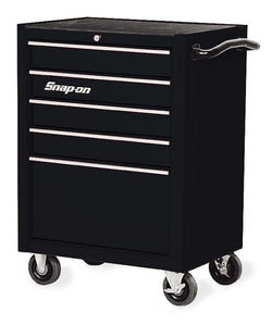 Cabina enrollable Heritage Series de banco único con cinco cajones y 26" (negro brillante)