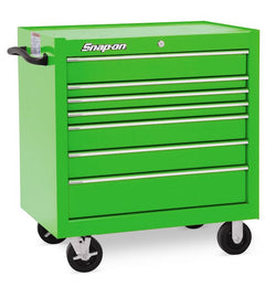Cabina enrollable serie clásica de un solo banco con siete cajones de 36" (verde extremo)
