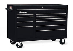 Cabina enrollable serie Classic de 55" y 11 cajones con doble banco (negro brillante)