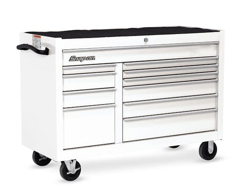 Cabina enrollable serie clásica de doble banco y 11 cajones de 55" (blanca)