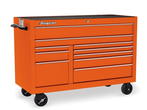 Cabina enrollable serie Classic de 55" y 10 cajones con doble banco (naranja eléctrico)