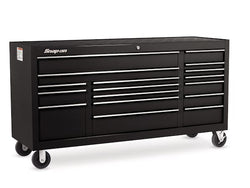 Cabina enrollable serie clásica de tres bancos y 17 cajones de 73" (negro brillante)