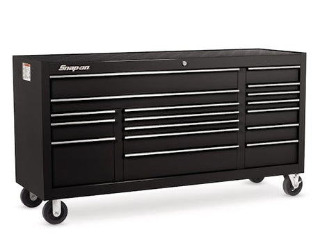 Cabina enrollable serie clásica de tres bancos y 17 cajones de 73" (negro brillante)