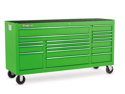 Cabina enrollable serie clásica de tres bancos y 17 cajones de 73" (verde extremo)