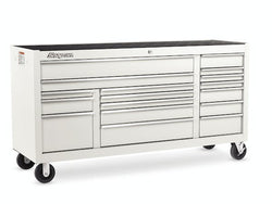 Cabina enrollable serie clásica de triple banco y 17 cajones de 73" (blanca)