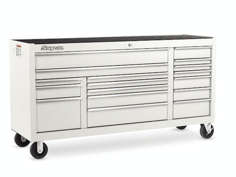 Cabina enrollable serie clásica de triple banco y 17 cajones de 73" (blanca)