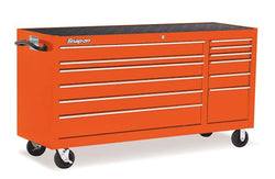 Cabina enrollable Classic Serie 96 con doble banco y 73" y 12 cajones (naranja eléctrico)