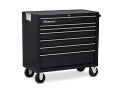 Cabina enrollable Heritage Series de banco único con siete cajones de 40" (negro brillante)