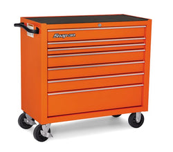 Cabina enrollable Heritage Series de banco único con siete cajones y 40" (naranja eléctrico)