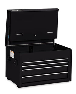 Cómoda de carretera resistente con cuatro cajones de 36" y asas laterales (negro brillante)