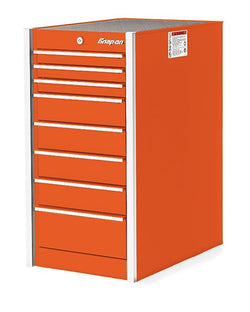 Cabina lateral serie Masters de banco único con ocho cajones y 19" (naranja eléctrica)