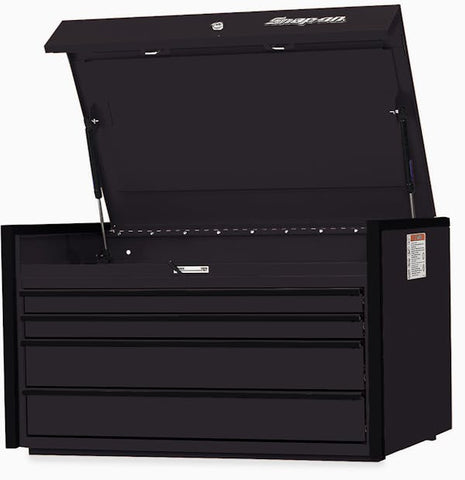 Cómoda superior Masters Series de un solo banco con cuatro cajones de 36" (negro plano con ribete negro)
