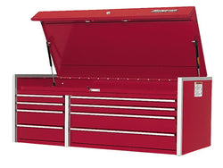 Cómoda superior Masters Series de 54" con ocho cajones y dos bancos (rojo manzana caramelo)