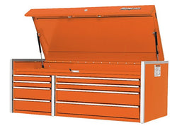 Cómoda superior Masters Series de 54" con ocho cajones y dos bancos (naranja eléctrico)