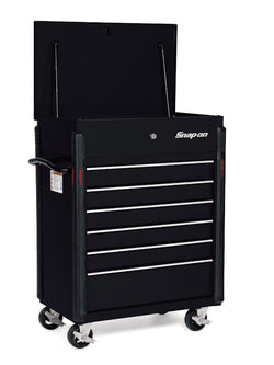 Carro rodante compacto con seis cajones y 32" (negro brillante)