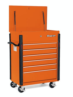 Carro rodante compacto de seis cajones y 32" (naranja eléctrico)