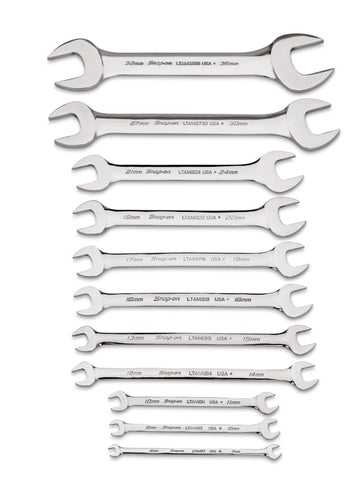 Juego de llaves de boca delgadas de bajo torque, métricas, con compensación de 15°, 11 piezas (6-36 mm)