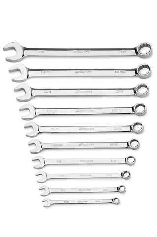 Juego de llaves combinadas SAE Flank Drive® de 10 piezas y 12 puntas (5/16" y 3/8–7/8")