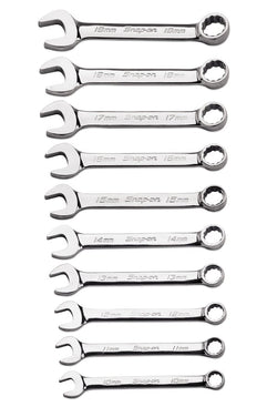Juego de llaves combinadas cortas Flank Drive® métricas de 12 puntas y 10 piezas (10–19 mm)