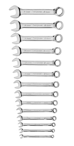 Juego de llaves combinadas cortas Flank Drive® métricas de 12 puntas y 14 piezas (6–19 mm)