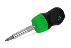 Destornillador rechoncho de agarre suave con trinquete (verde)
