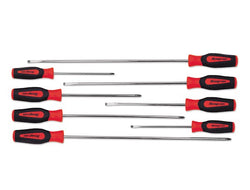 Juego de destornilladores de gabinete combinados extralargos de agarre suave Instinct® de 8 piezas (rojo)