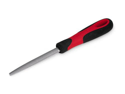 Lima en miniatura semicircular de corte bastardo con mango de agarre suave de 4" (roja)