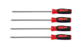 Juego de destornilladores con minipuntas resistentes a manipulaciones y agarre suave TORX® Instinct® de 4 piezas (rojo)