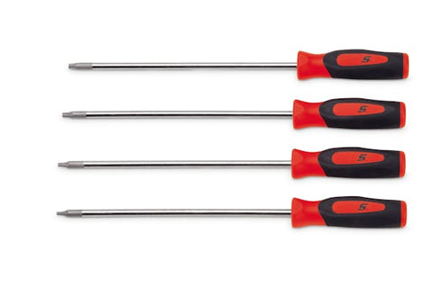 Juego de destornilladores con minipuntas resistentes a manipulaciones y agarre suave TORX® Instinct® de 4 piezas (rojo)