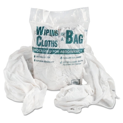 Paños de limpieza reutilizables Bag-A-Rags, algodón, blancos, paquete de 1 lb